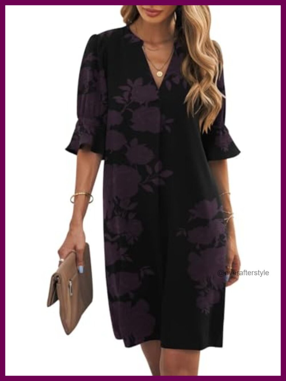 Womens Ruffle Short Sleeve V Neck Shift Dress Casual Summer